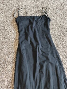 Black Slip Dress with Spaghetti Straps